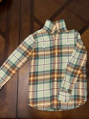 Janie and Jack Plaid Button-Down Shirt - Green, Brown, Cream